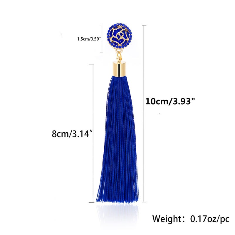 Zealmer Blue Tassel Earrings For Women Colorful Bohemian Long Dangle Drop Statement Earrings Fashion Jewelry For Christmas Valentines Day Gift - Image 2